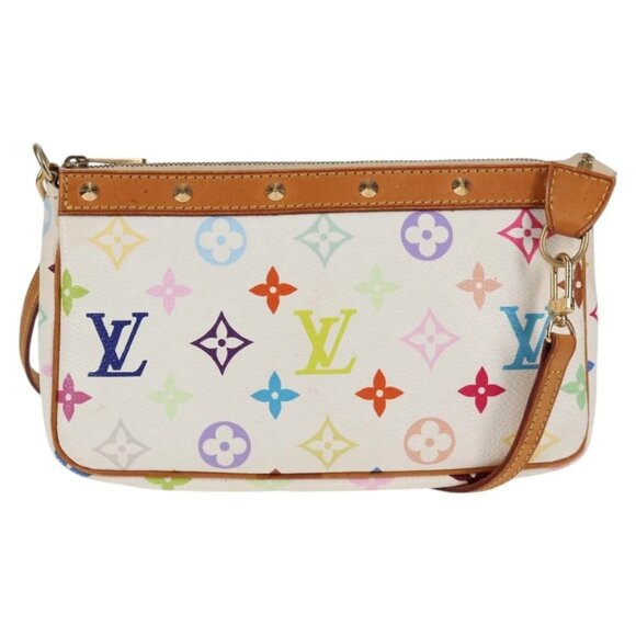 LOUIS VUITTON Multicolor Pochette Accessoires Pouch White M92649 Auth 123204V - Picture 1 of 16